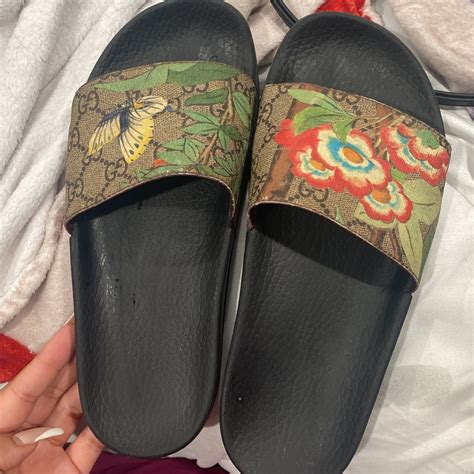 gucci slides flower|gucci slides with butterfly.